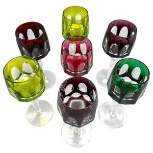 Nachtmann Antika Rainbow Hock Goblets Wine Glass German Crystal Stemware 8” VTG